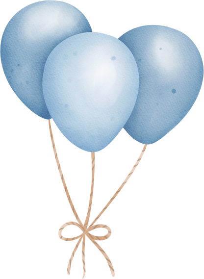 Blue Balloons Party Watercolor