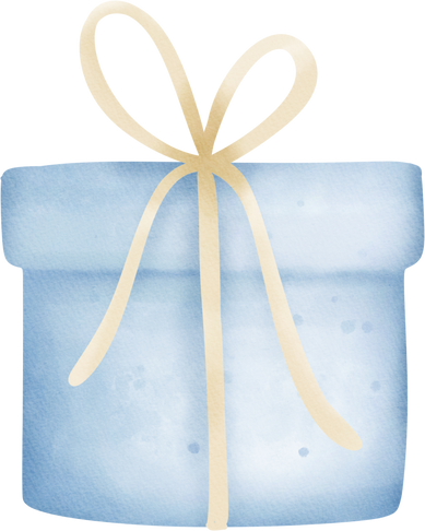 Blue Gift Box Watercolor